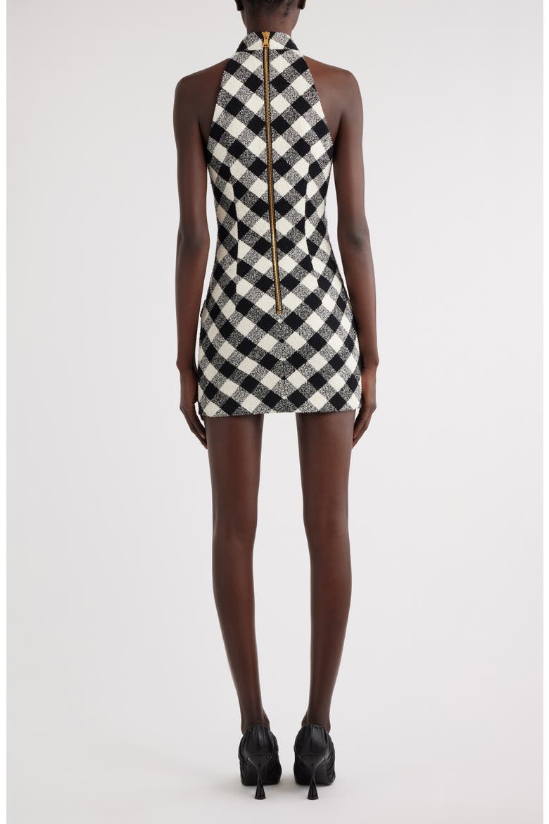 Gingham Tweed Minidress, Alternate, color, BLACK/ WHITE