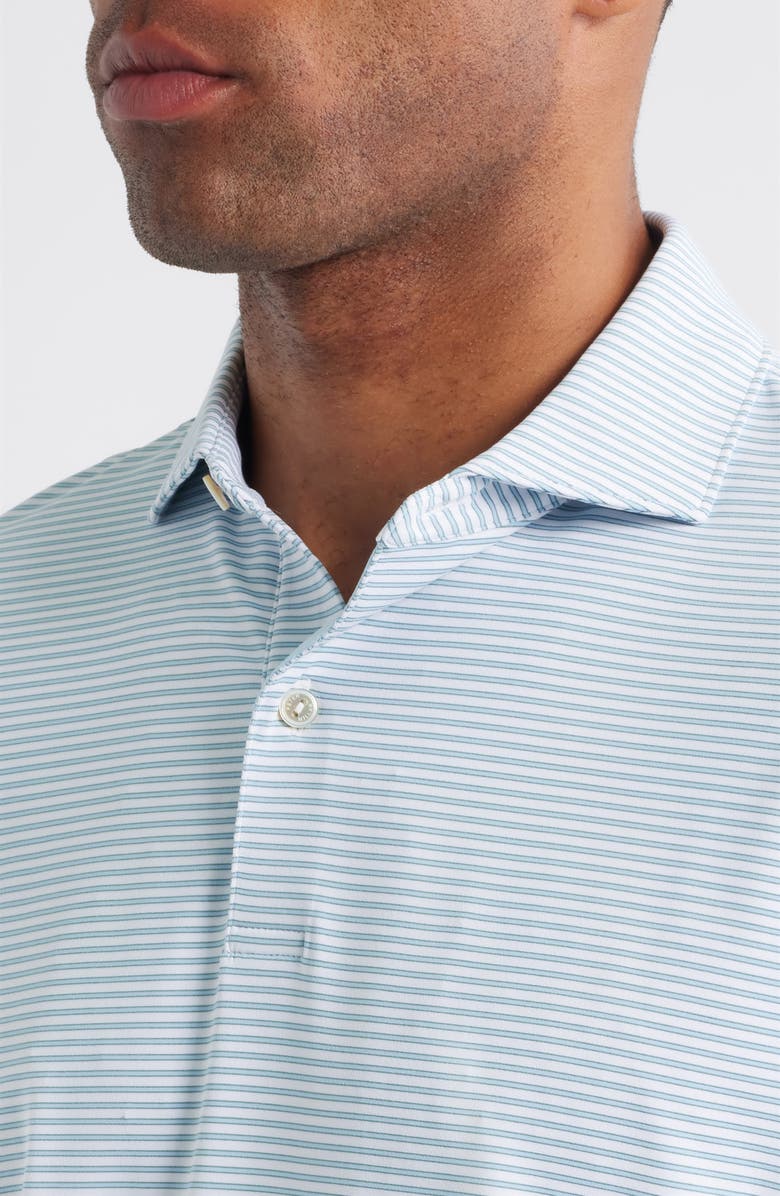 Peter Millar Ambrose Stripe Performance Jersey Polo, Alternate, color, White/ Blue Frost
