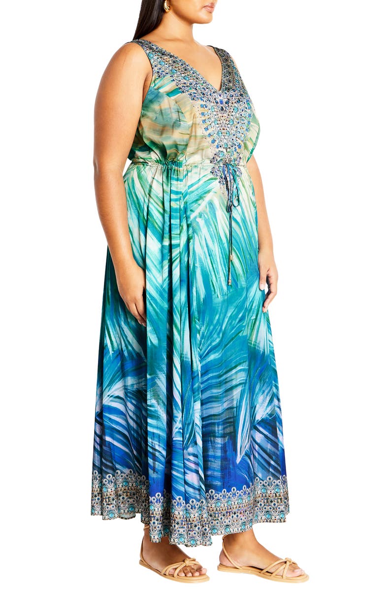 City Chic Afterglow Sleeveless Jersey Maxi Dress, Alternate, color, Afterglow