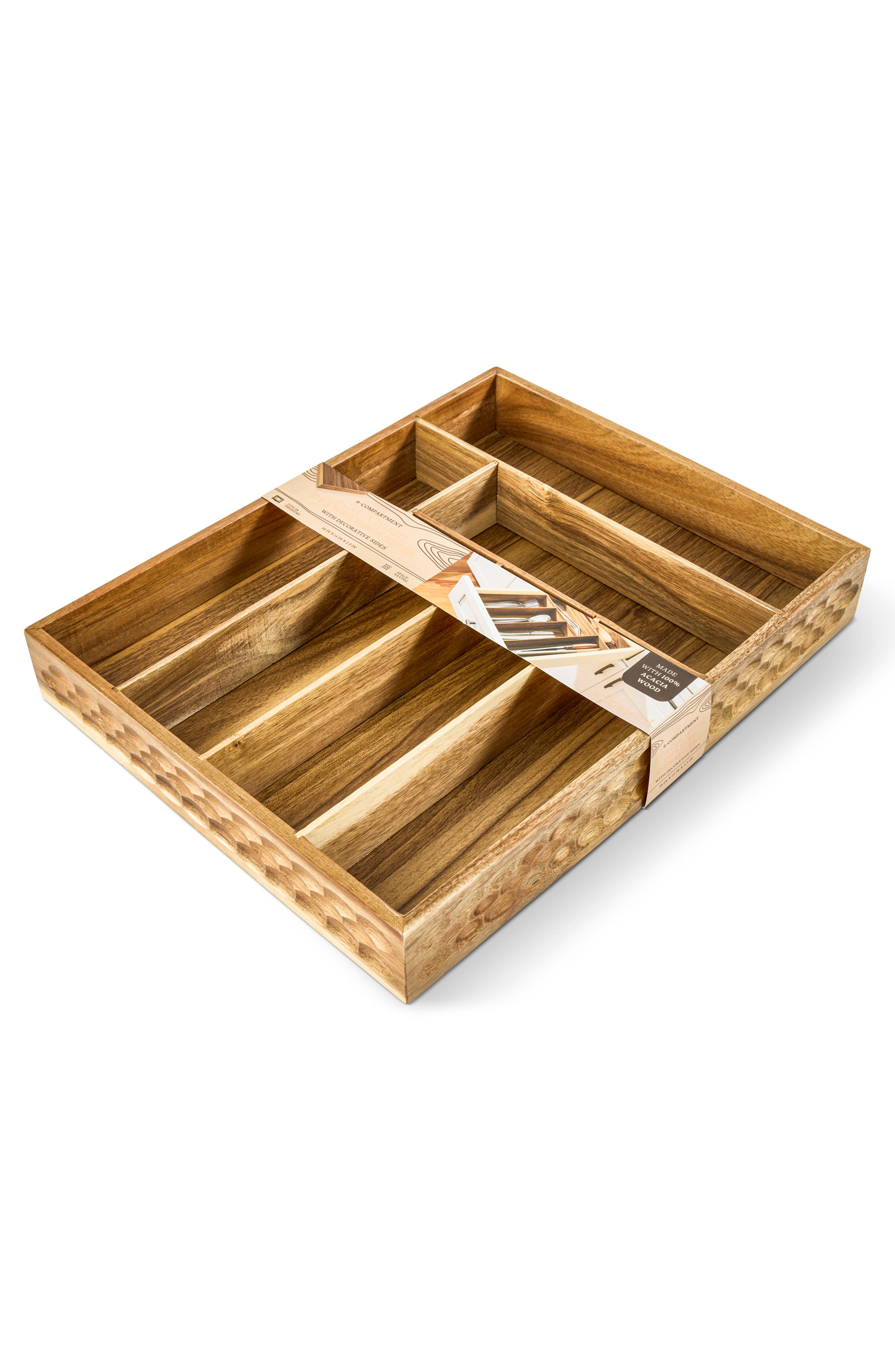 Large Acacia Flatware Tray