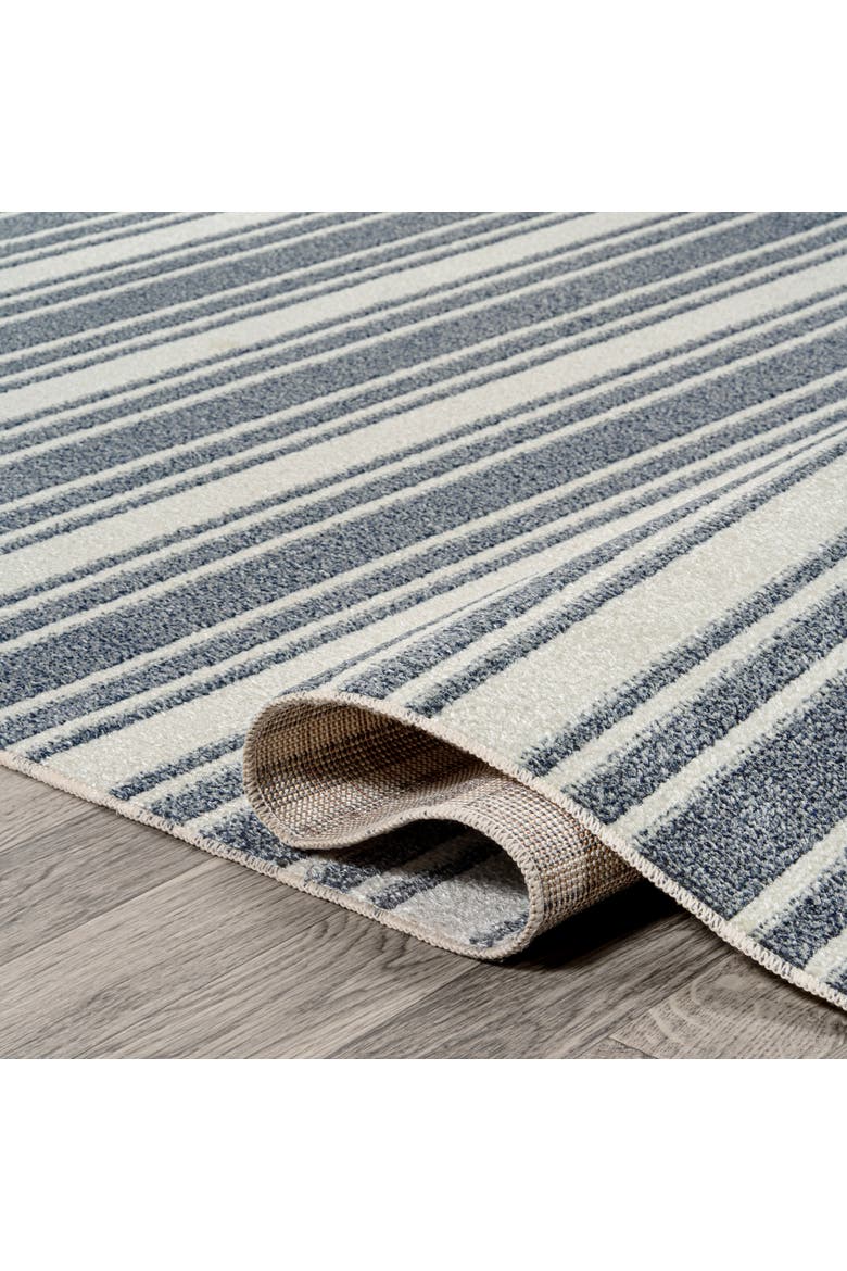 Fawning Two-Tone Striped Classic Low-Pile Machine-Washable Area Rug, Alternate, color, Cream/Dark Gray