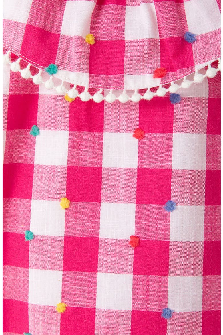 Pom Gingham Top, Shorts & Headband Set, Alternate, color, PINK