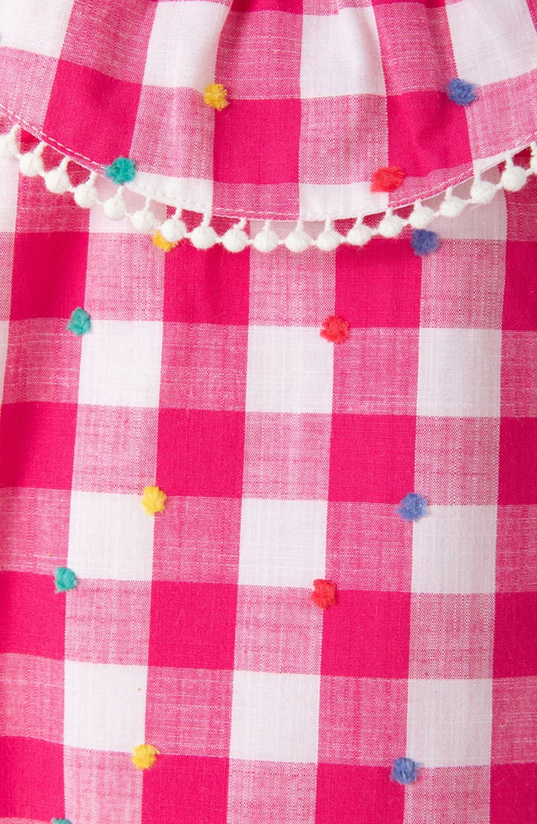 Little Me Pom Gingham Top, Shorts & Headband Set, Alternate, color,