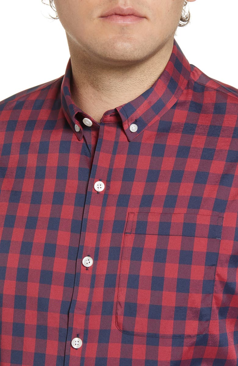  Tommy John Go Anywhere Check Short Sleeve Button-Up Performance Shirt, Alternate, color, 