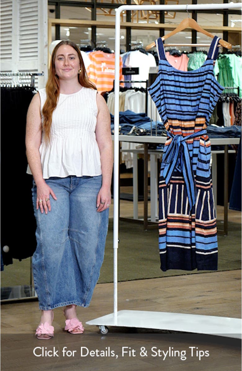 Sophie Painted Peninsula Mixed Stripe Stretch Cotton Midi Dress, sales video thumbnail