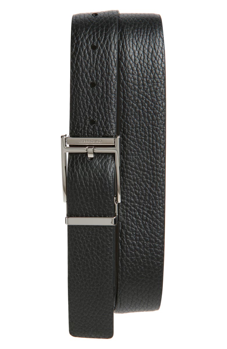 FERRAGAMO Reversible Leather Belt, Main, color, Nero/ T.moro