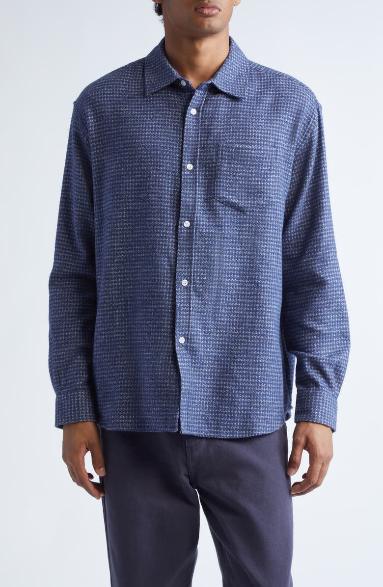 PALMES Cotton Mouliné Button-Up Shirt, Main, color, Blue
