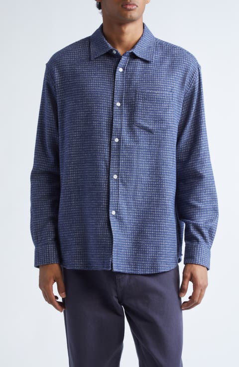 Cotton Mouliné Button-Up Shirt