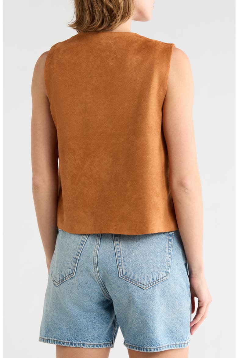 Embroidered Faux Suede Vest, Alternate, color, CAMEL