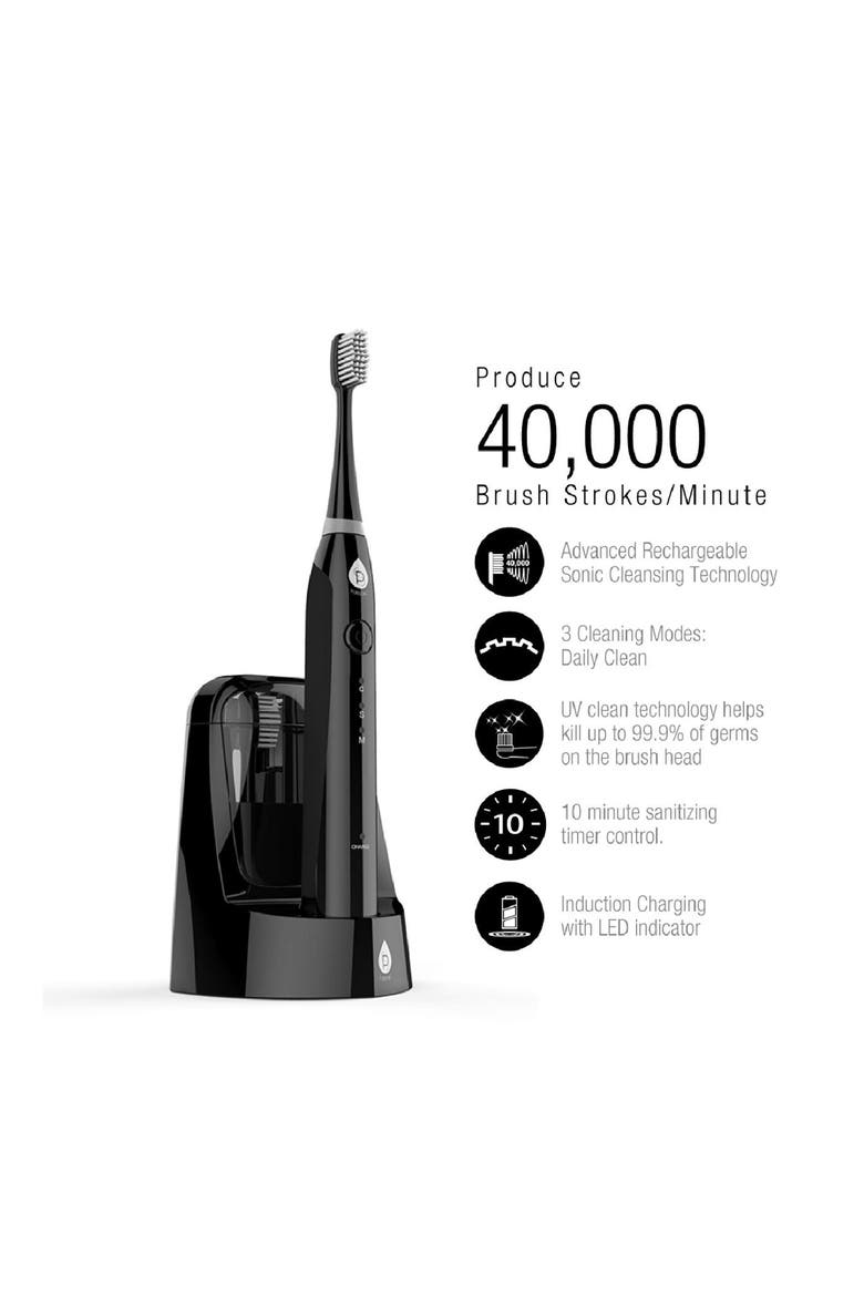 Sonic Smart Series Rechargeable Toothbrush with UV Sanitizing Function, Alternate, color, BLACK