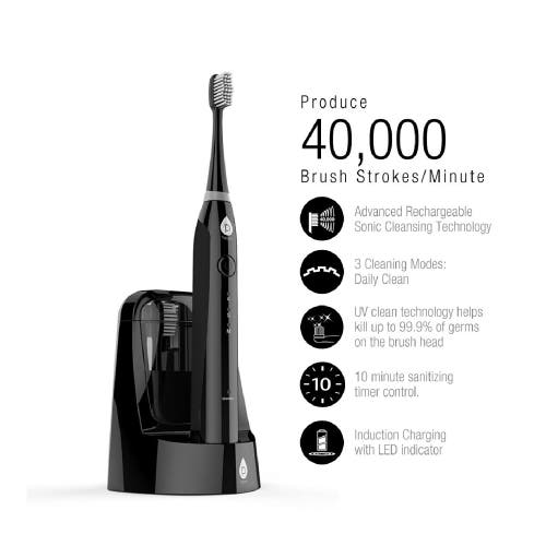 Pursonic Electric Smart Series Rechargeable Toothbrush With Uv Sanitizing Function In Black