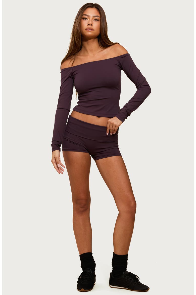 Soraia Foldover Bike Shorts, Alternate, color, PLUM