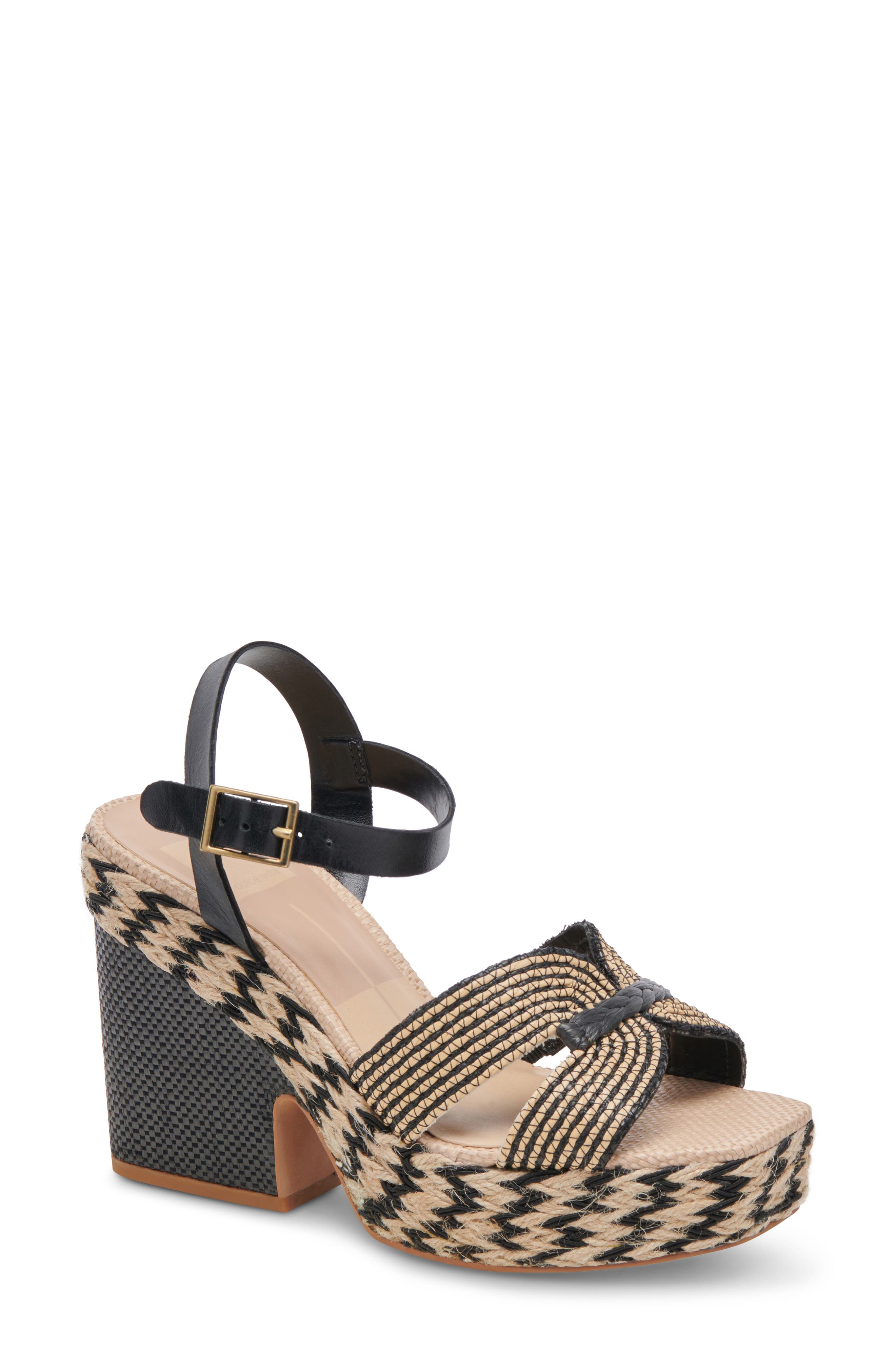 Dolce Vita Cale Woven Raffia Platform Sandal, Main, color, 
