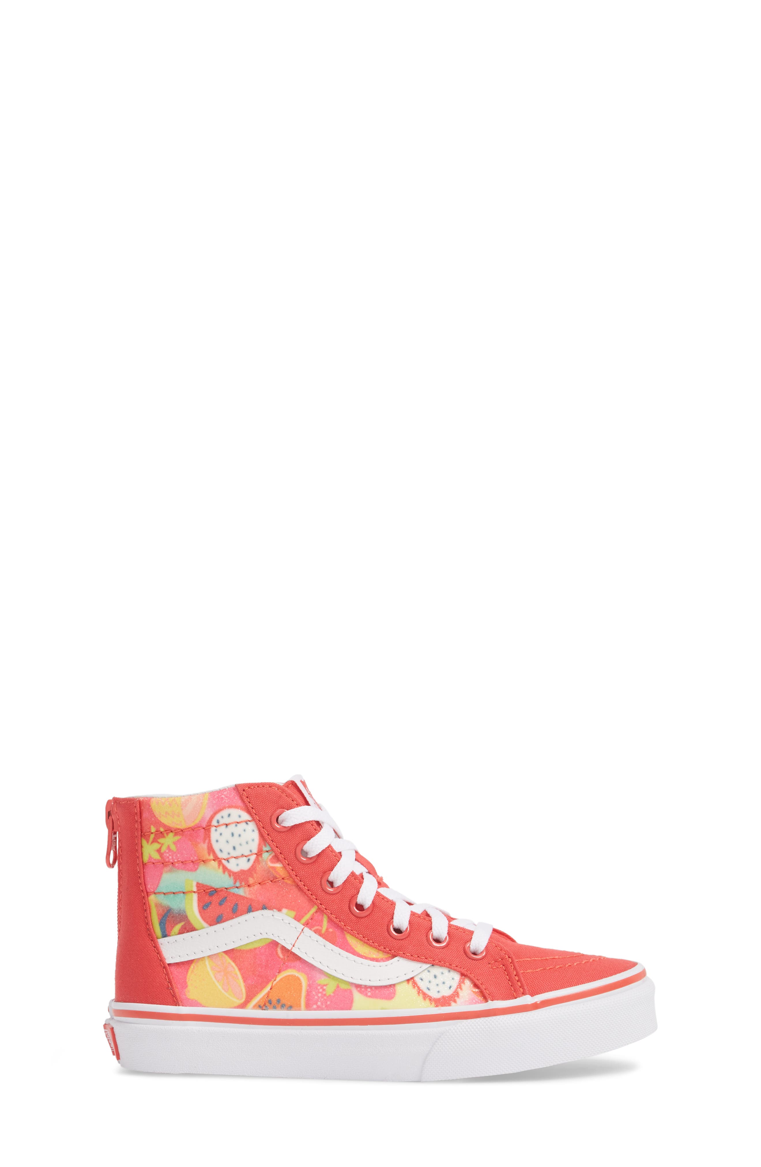 Sk8-Hi Zip Sneaker, Alternate, color, HIBISCUS/ WHITE GLITTER FRUITS