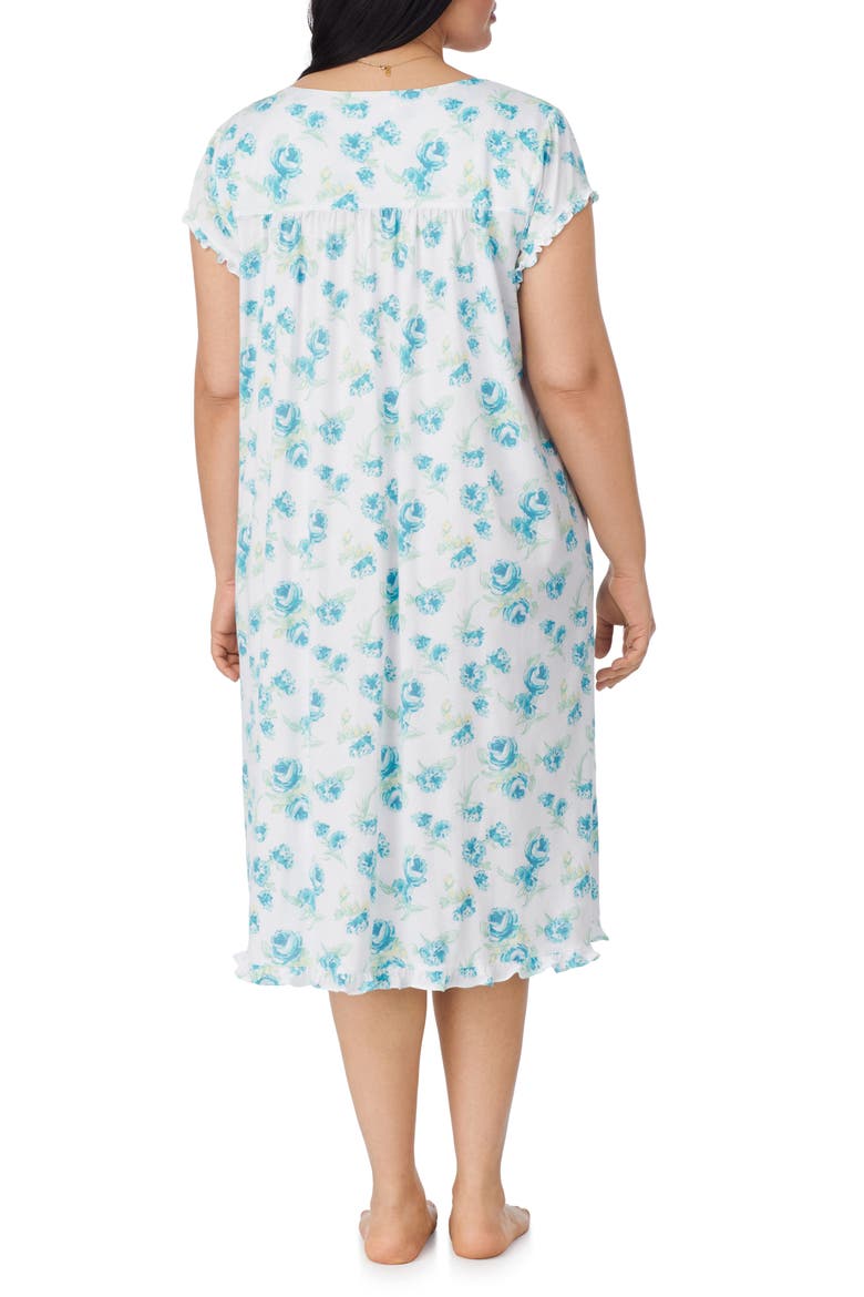 Cap Sleeve Waltz Nightgown, Alternate, color, WHITE/ AQUA FLORAL