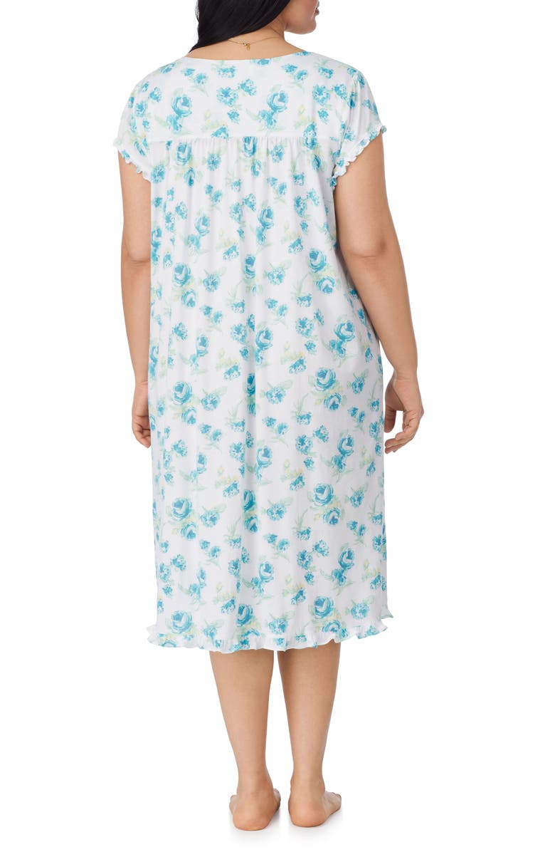 Eileen West Cap Sleeve Waltz Nightgown, Alternate, color, White/ Aqua Floral