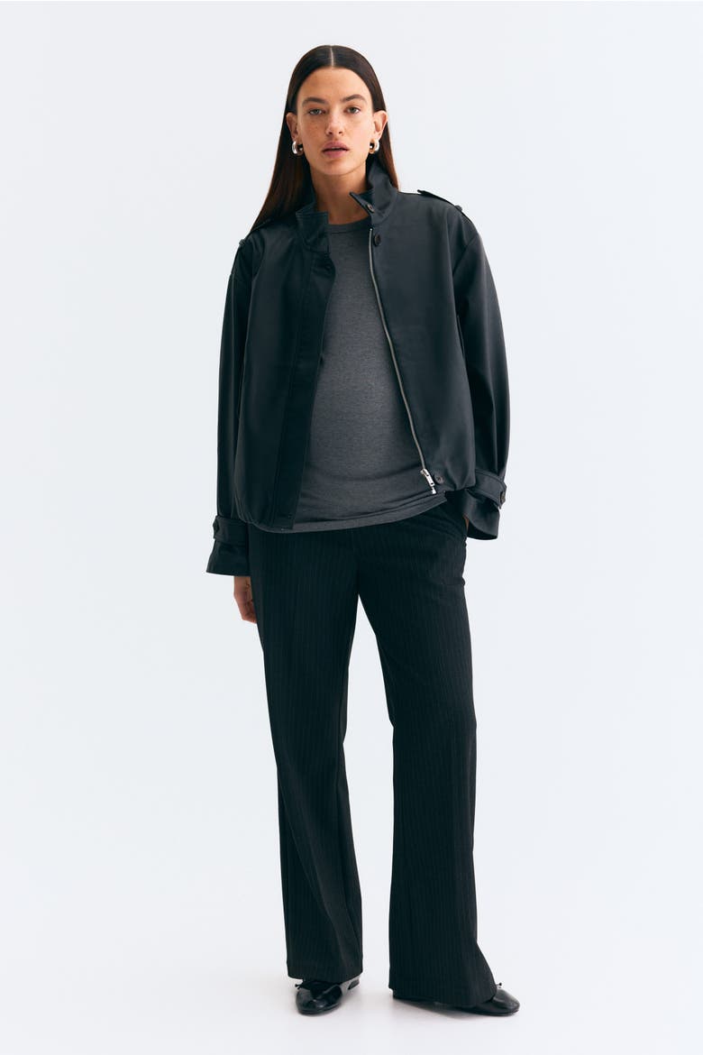 Mama Bootcut Pants, Alternate, color, Dark gray melange/pinstriped