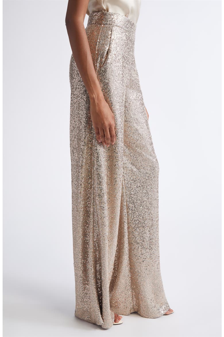 Luxe Sequin Wide Leg Pants, Alternate, color, LATTE LIGHT GREY MELANGE