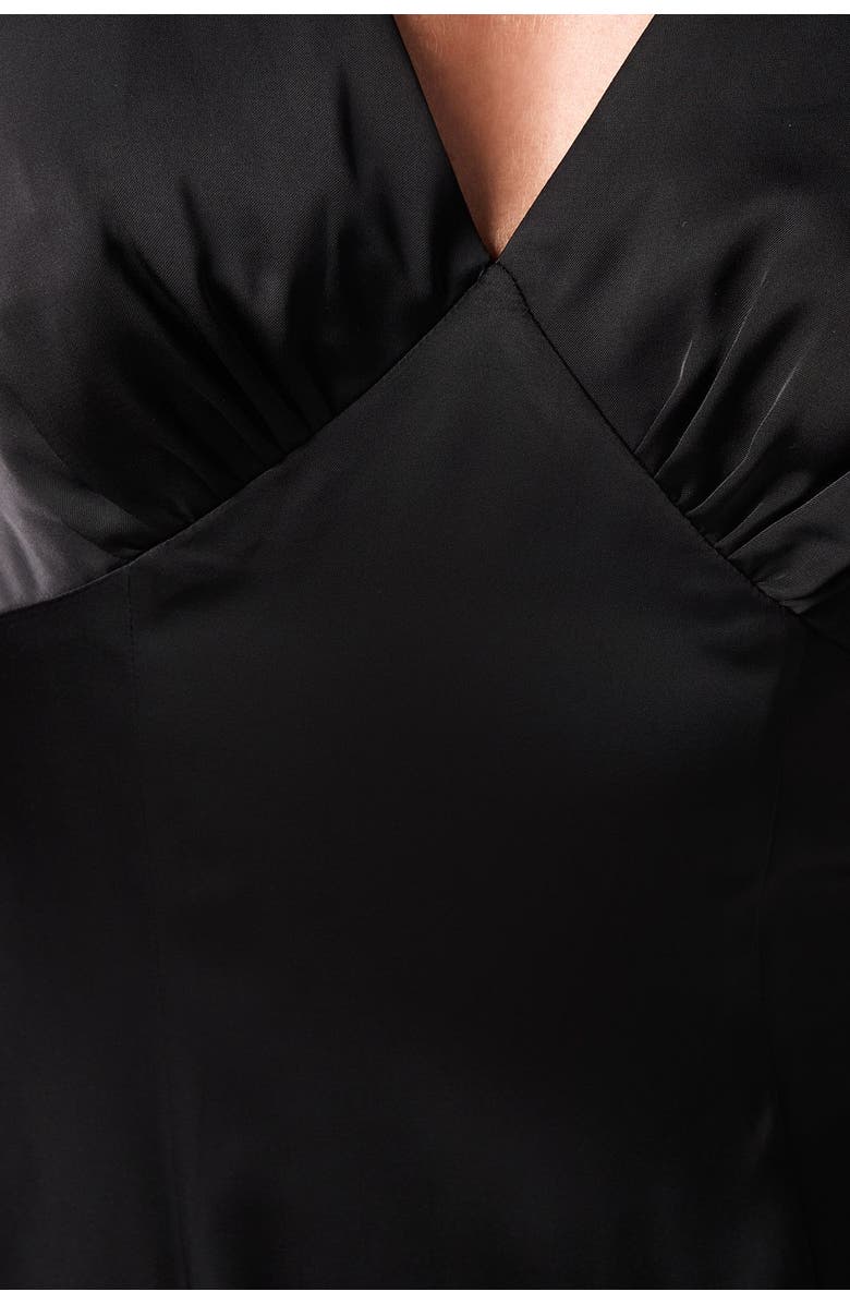 Coast Bow Back V-Neck Satin Bridesmaid Dress, Alternate, color, Black