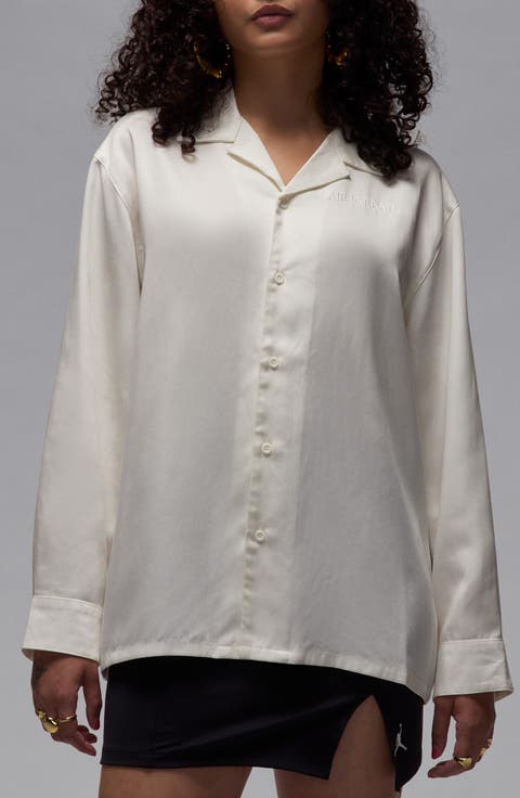 Long Sleeve Woven Button-Up Top