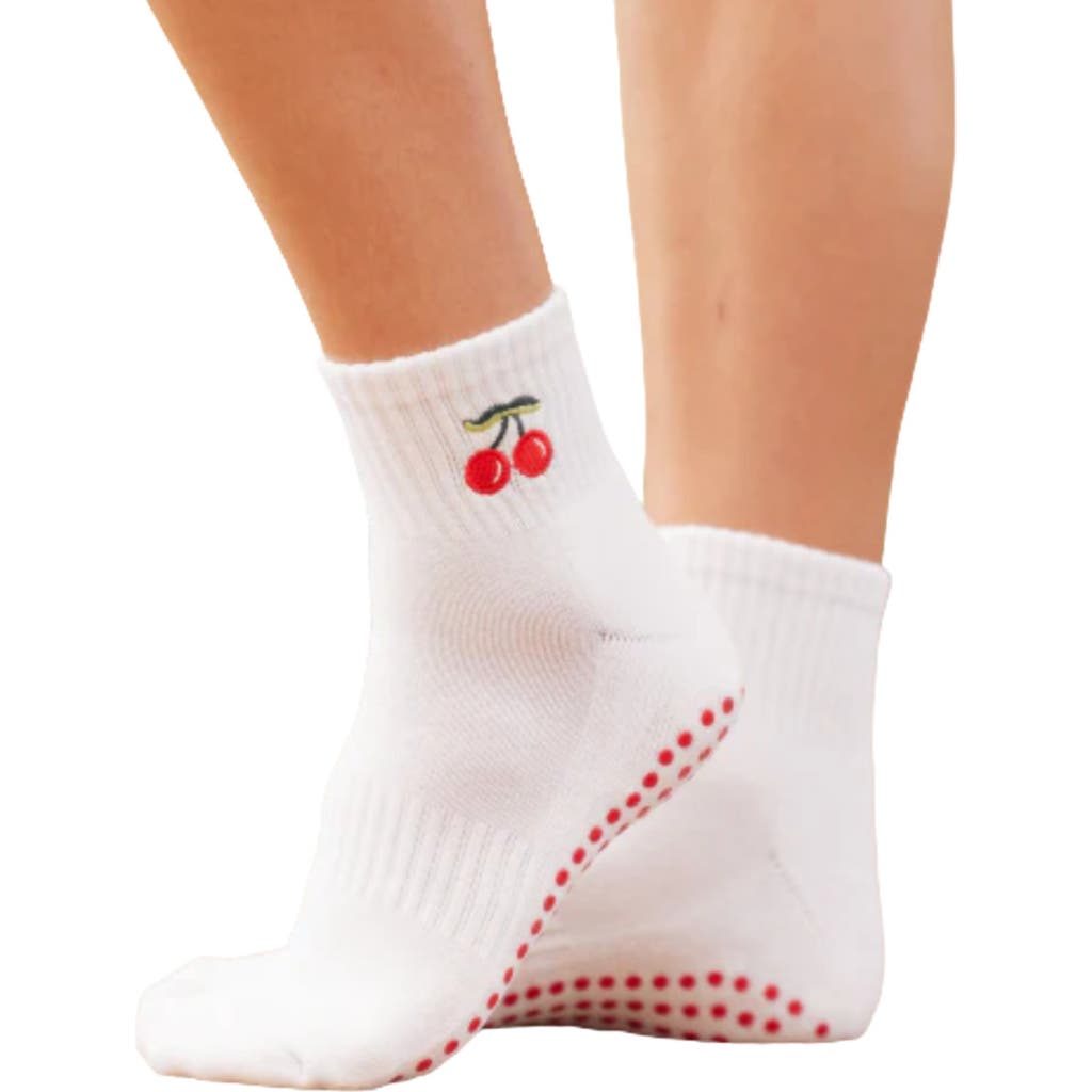 Souls. Cherry Ankle Grip Socks in White  product
