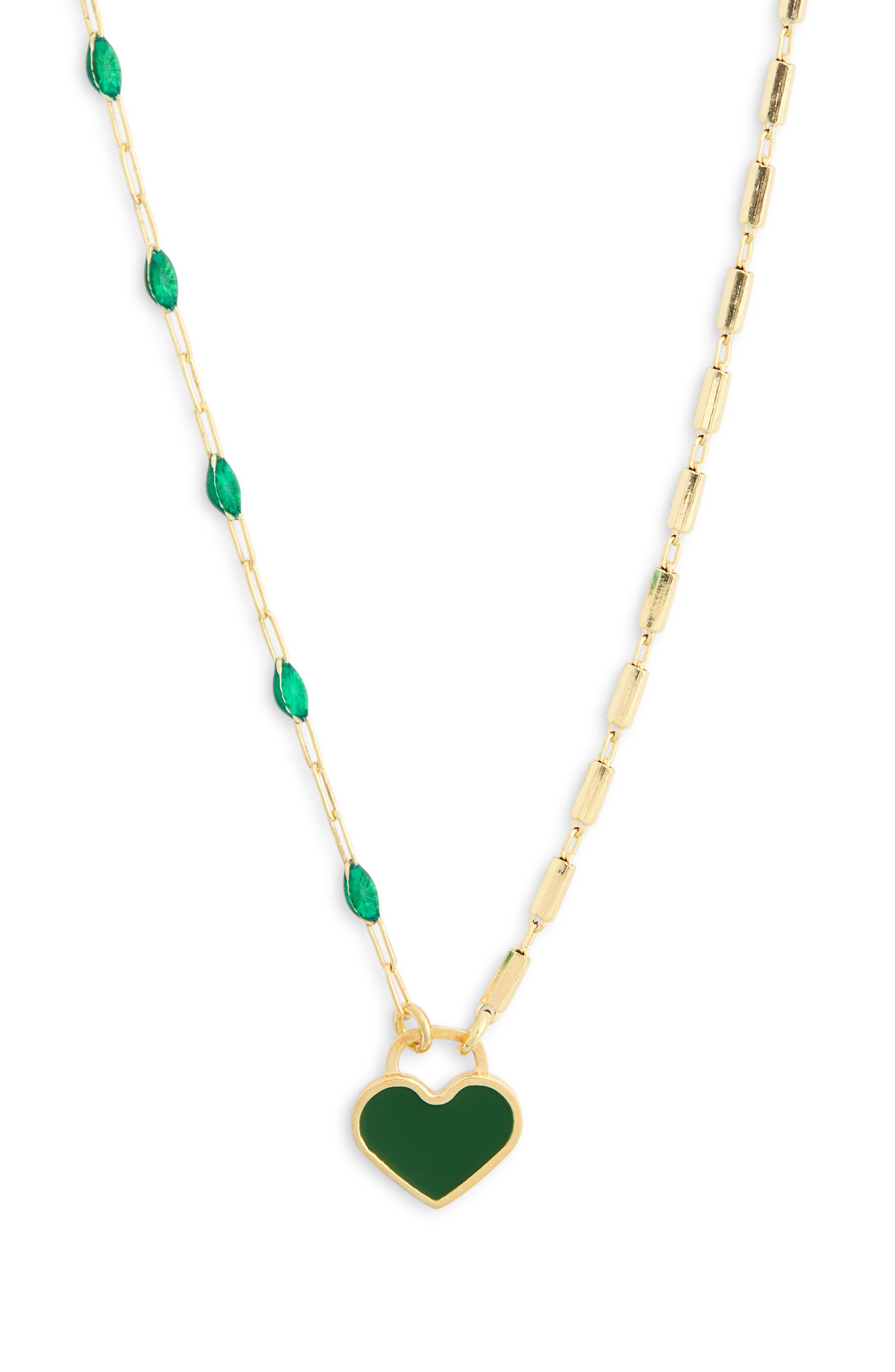 MESHMERISE Mixed Station Chain Heart Pendant Necklace