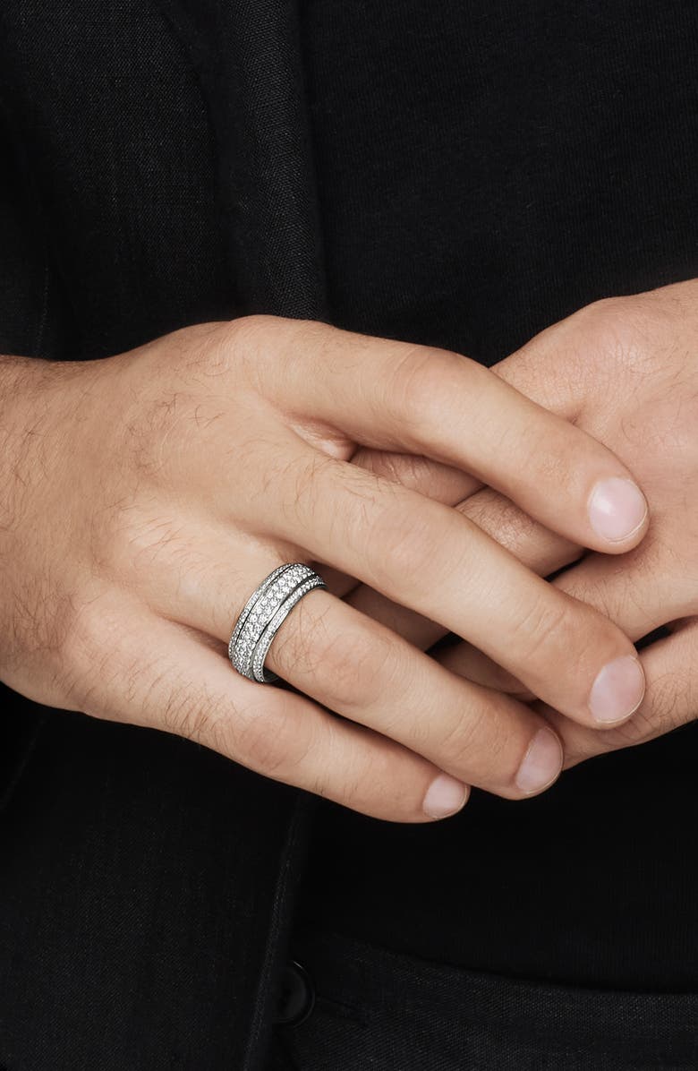 David Yurman Beveled Pave Diamond Band Ring, Alternate, color, White Gold/ Diamond