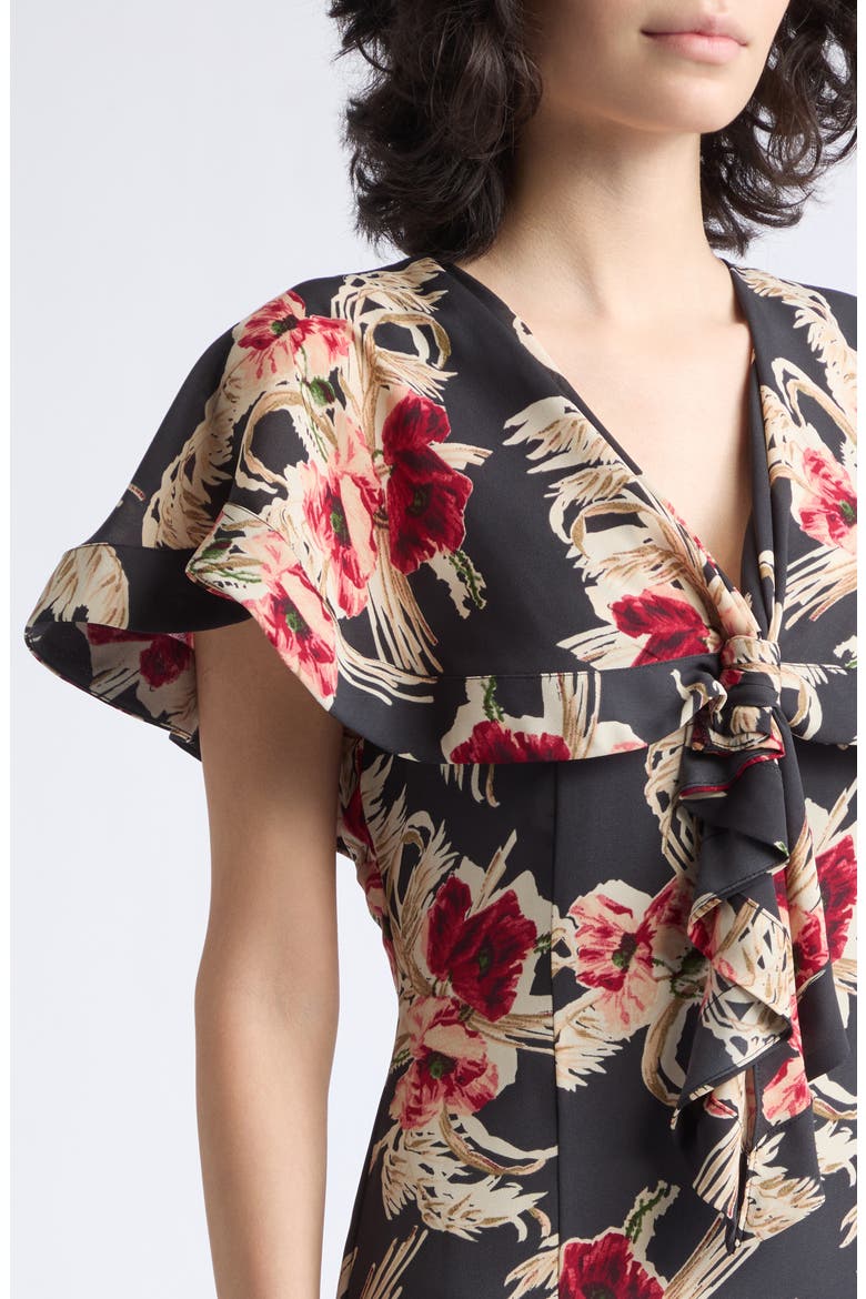 Antonetta Floral Tiered Midi Dress, Alternate, color, OBSIDIAN MULTI