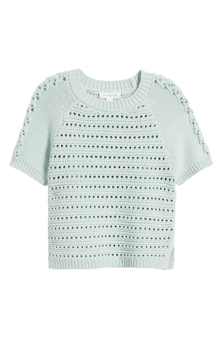 Treasure & Bond Pointelle Raglan Sleeve Sweater, Alternate, color, Teal Tide