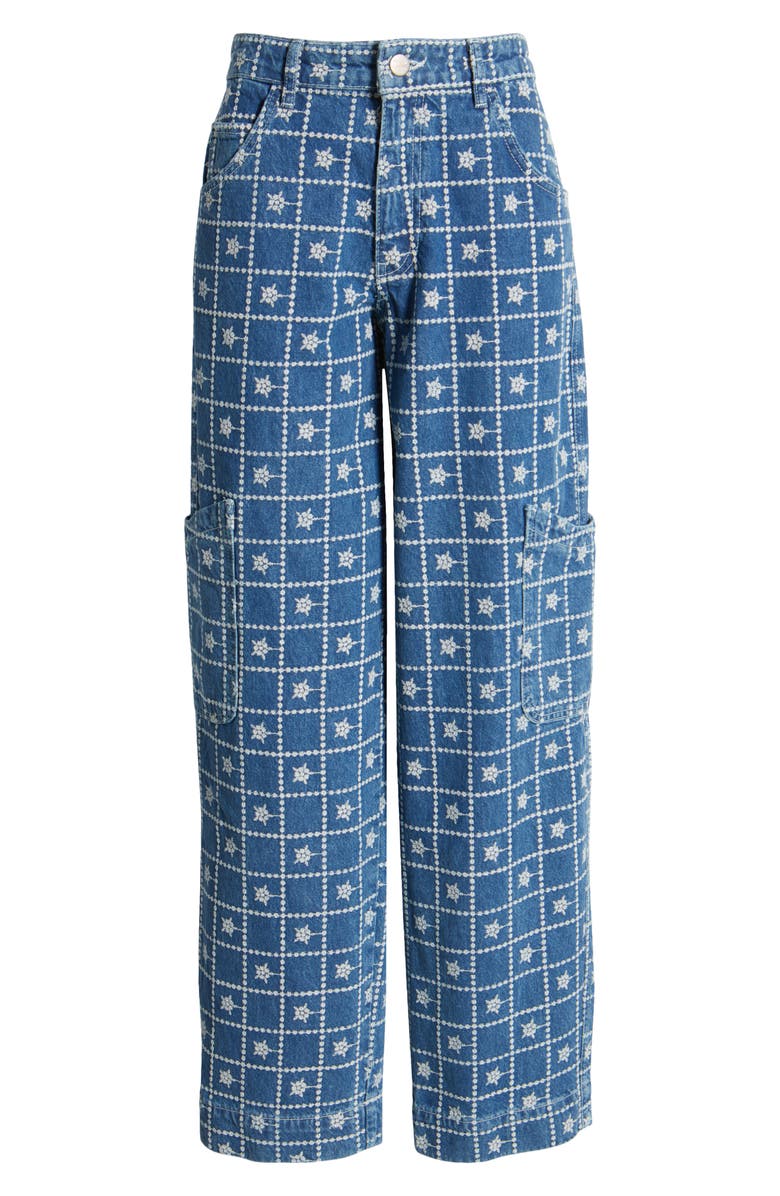 Damson Madder Embroidered Straight Leg Organic Cotton Jeans, Alternate, color, Blue