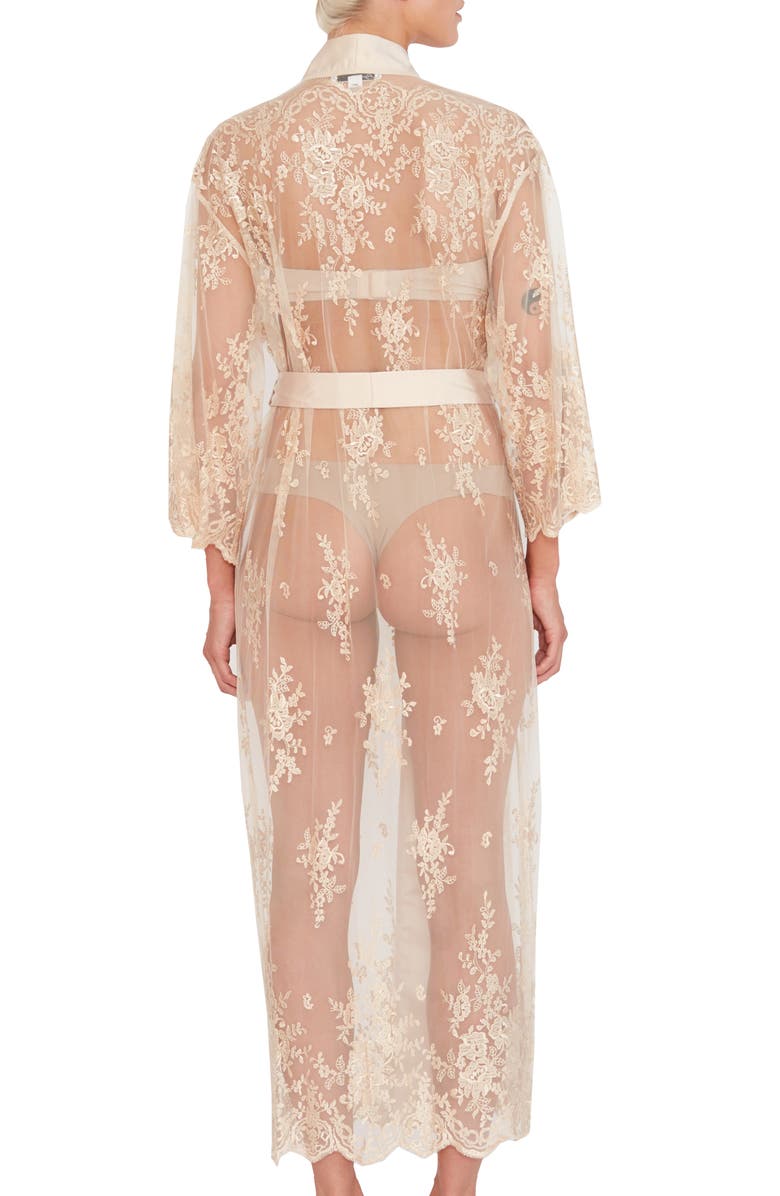 Rya Collection Darling Sheer Lace Robe, Alternate, color, Champagne
