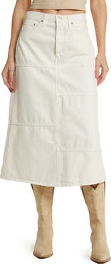 Re/Done Seamed Denim Midi Skirt