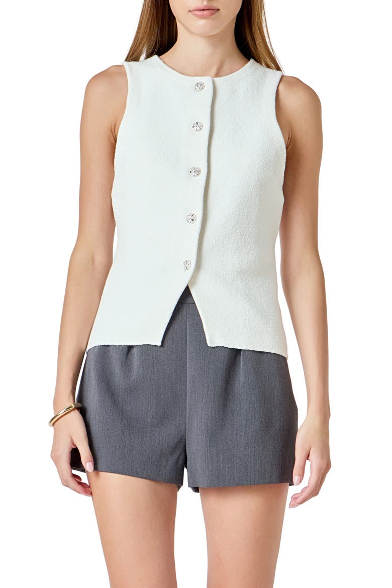 Cotton Blend Knit Vest, Main, color, IVORY