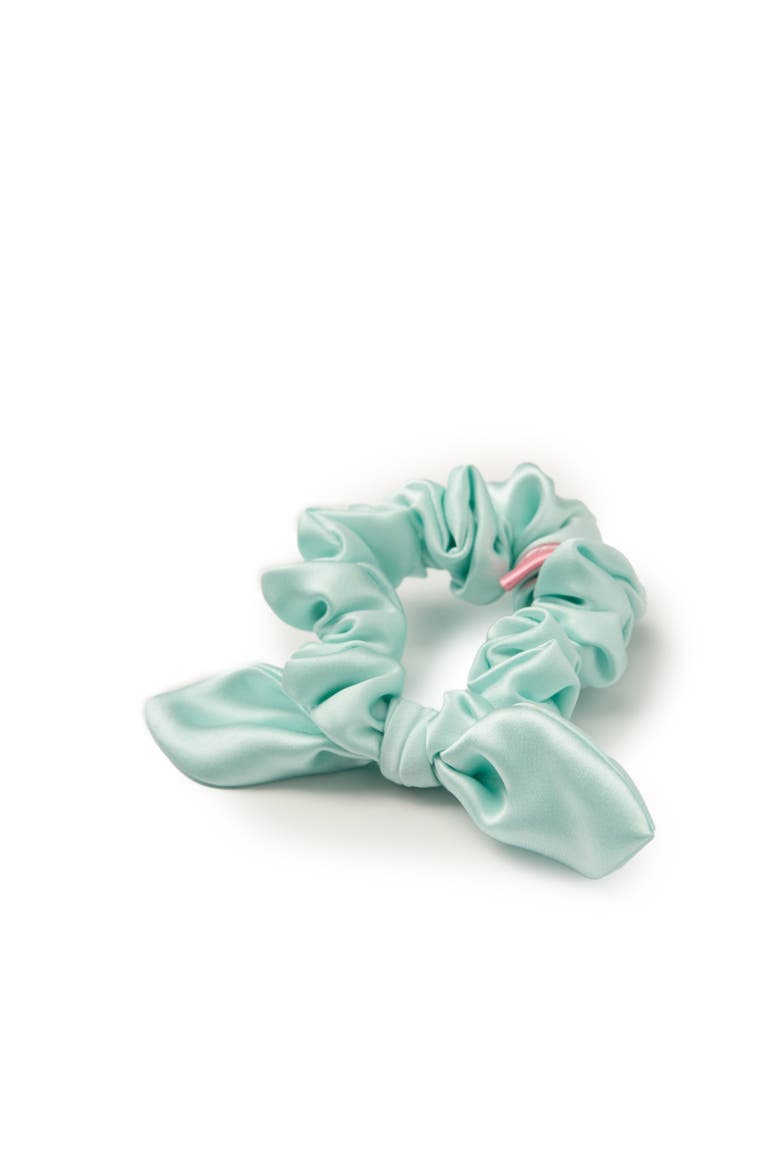Bunny Ear Silk Hair Tie Scrunchie, Alternate, color, Blue