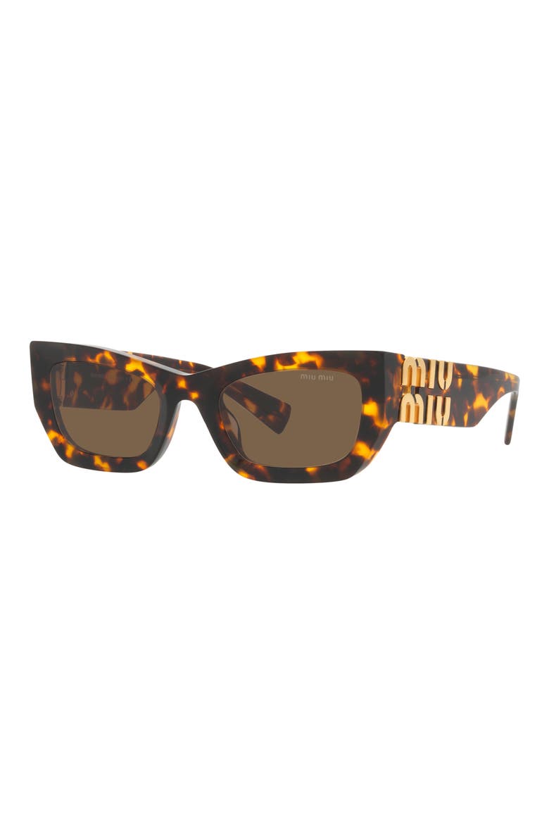 53mm Rectangular Sunglasses, Alternate, color, HONEY HAVANA / DARK BROWN