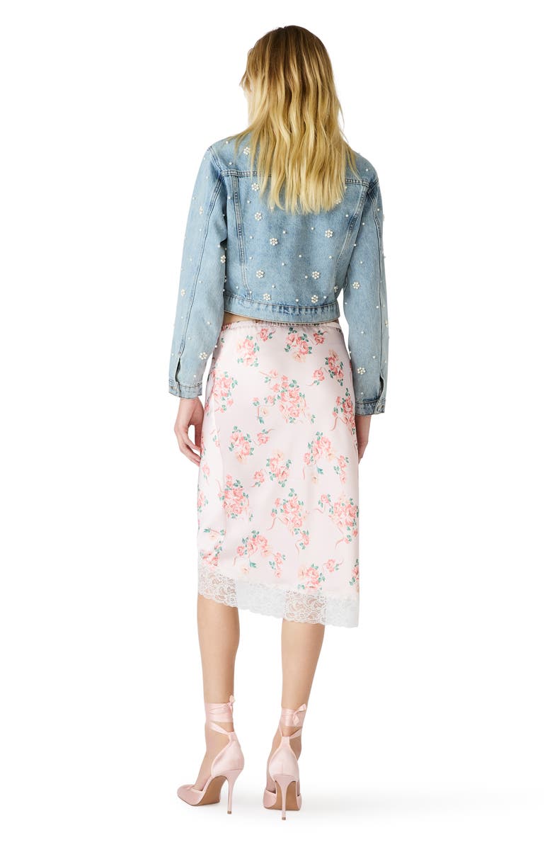 Steve Madden Alayna Floral Satin Skirt, Alternate, color, Peach Romance