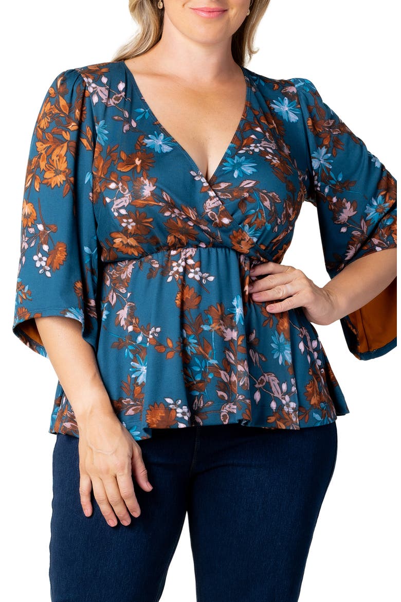 Priscilla Peplum Top, Main, color, TEAL BLUE ASTERS