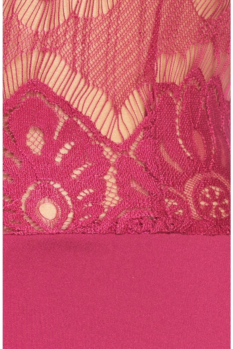 BB Dakota 'Yale' Lace Panel Fit & Flare Dress, Alternate, color, BERRY