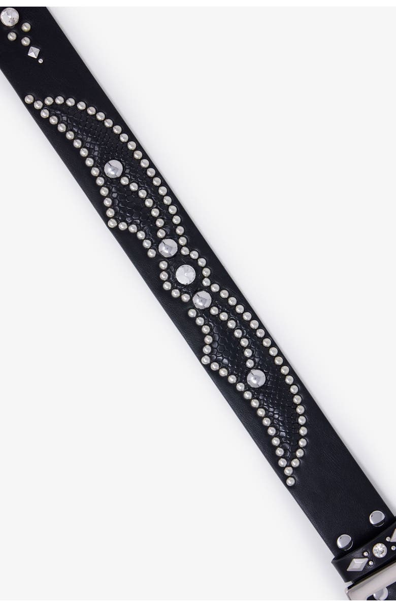mnml Stud Leather Belt, Alternate, color, Black/ Black