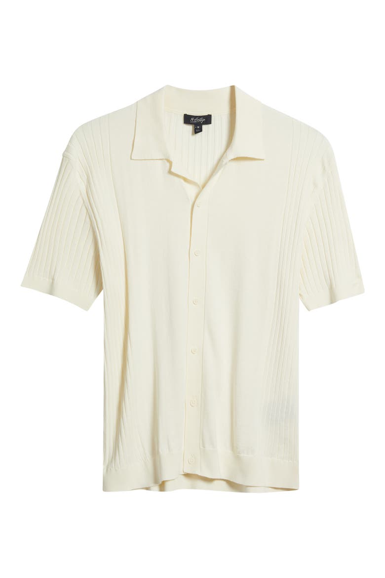 Short Sleeve Button-Up Cotton & Silk Sweater, Alternate, color, SILVER BIRCH