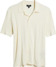 34 Heritage Short Sleeve Button-Up Cotton & Silk Sweater