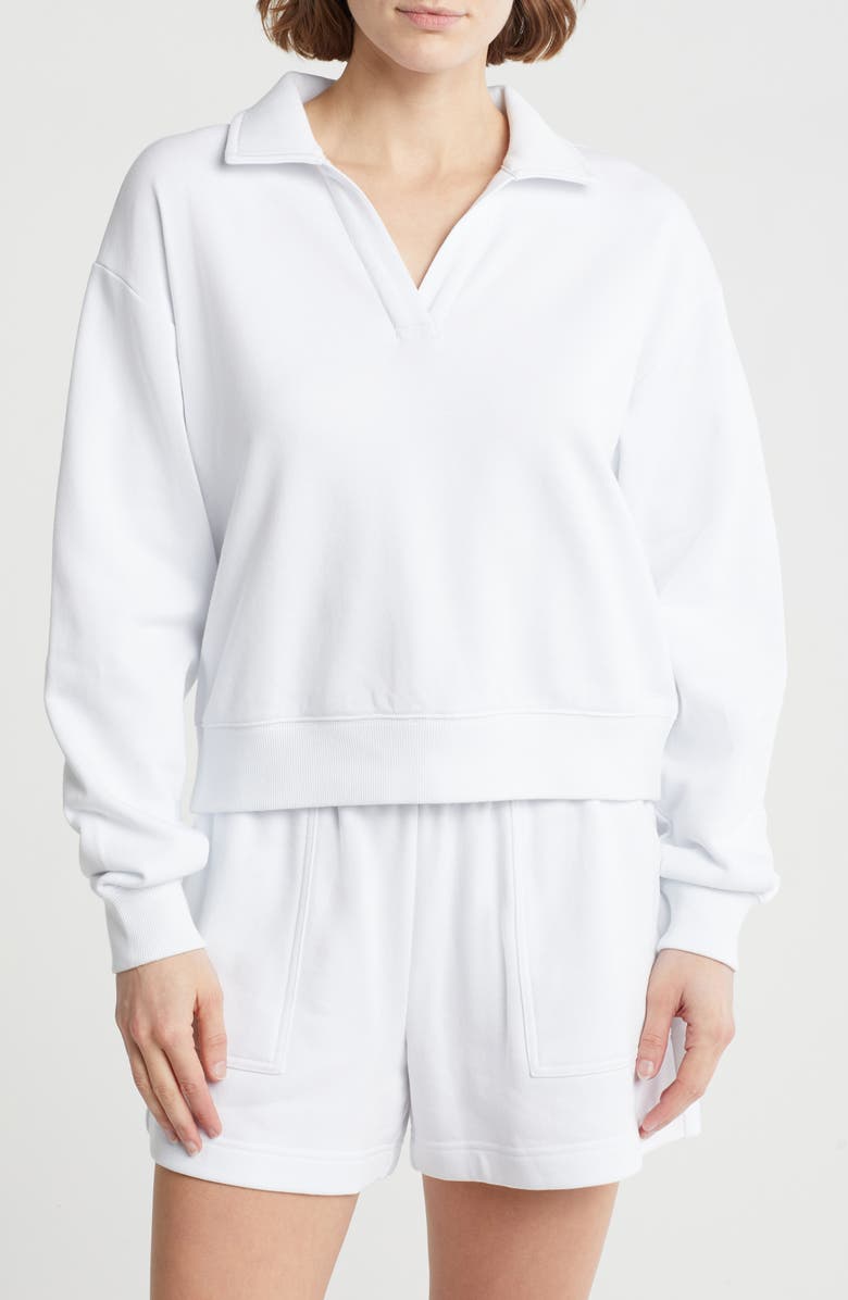 Z by Zella Level Up Terry Polo Pullover, Main, color, White