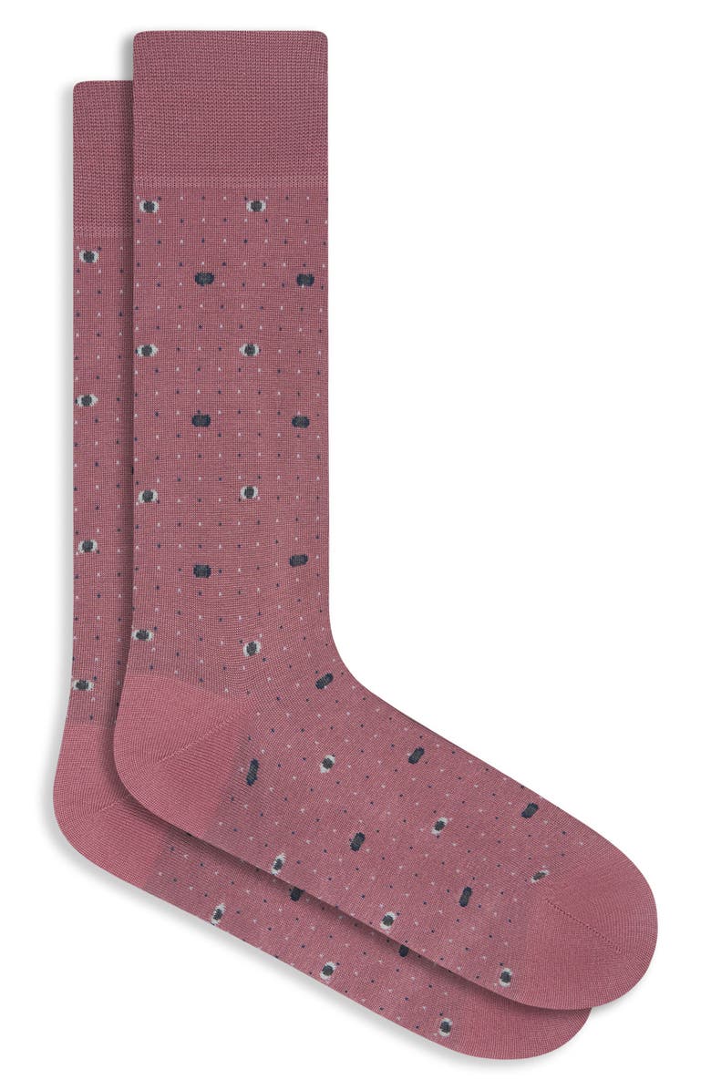 Bugatchi Mercerized Cotton Blend Dress Socks, Main, color, Wood Rose