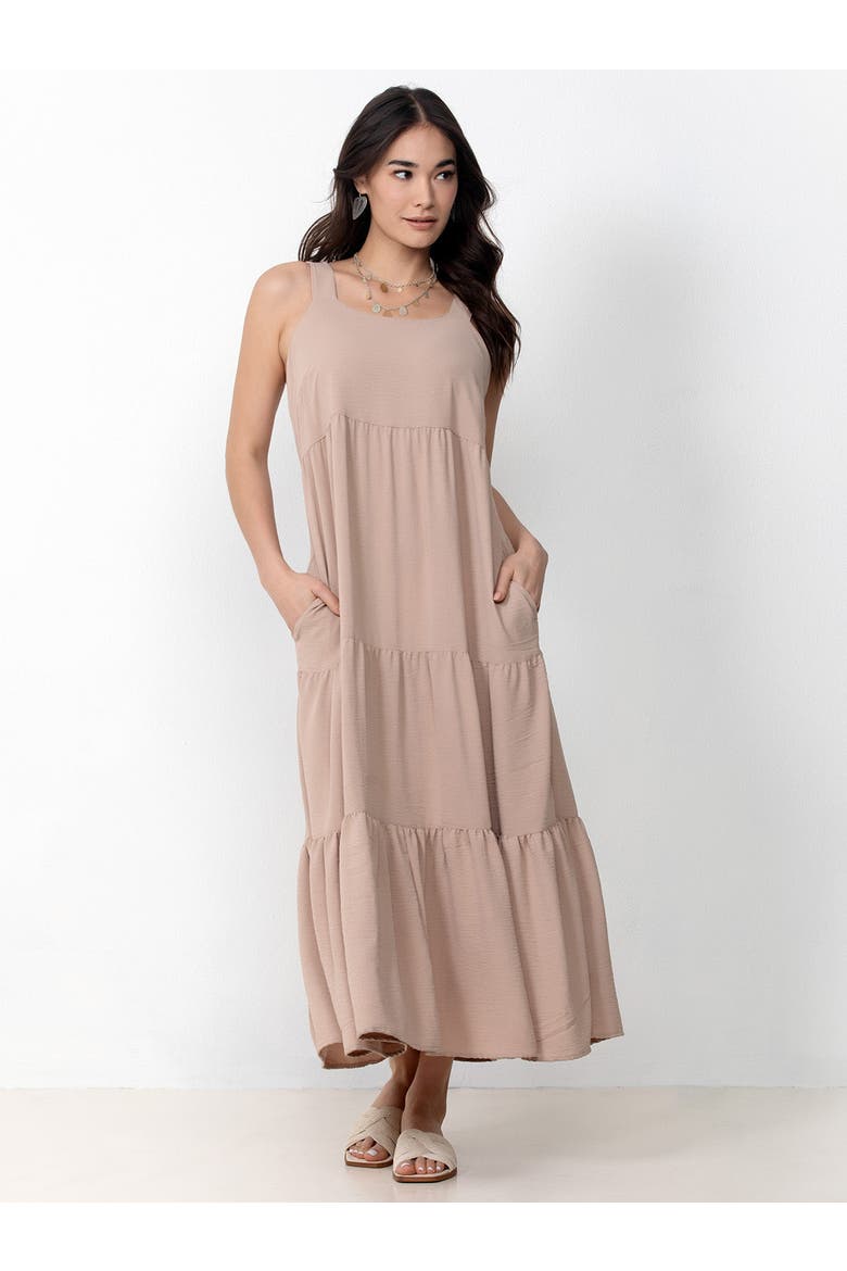 Tiered Maxi Dress, Alternate, color, Beige