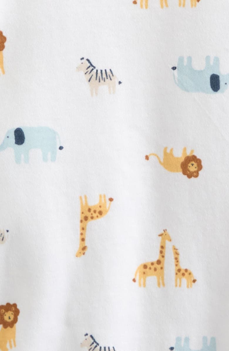 Nordstrom Print Zip Cotton Footie, Alternate, color, White Zoo Animals