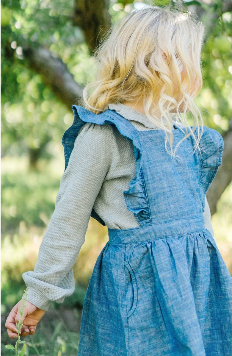 Hope & Henry Girls' Chambray Ruffle Jumper, Kids, Alternate, color, 