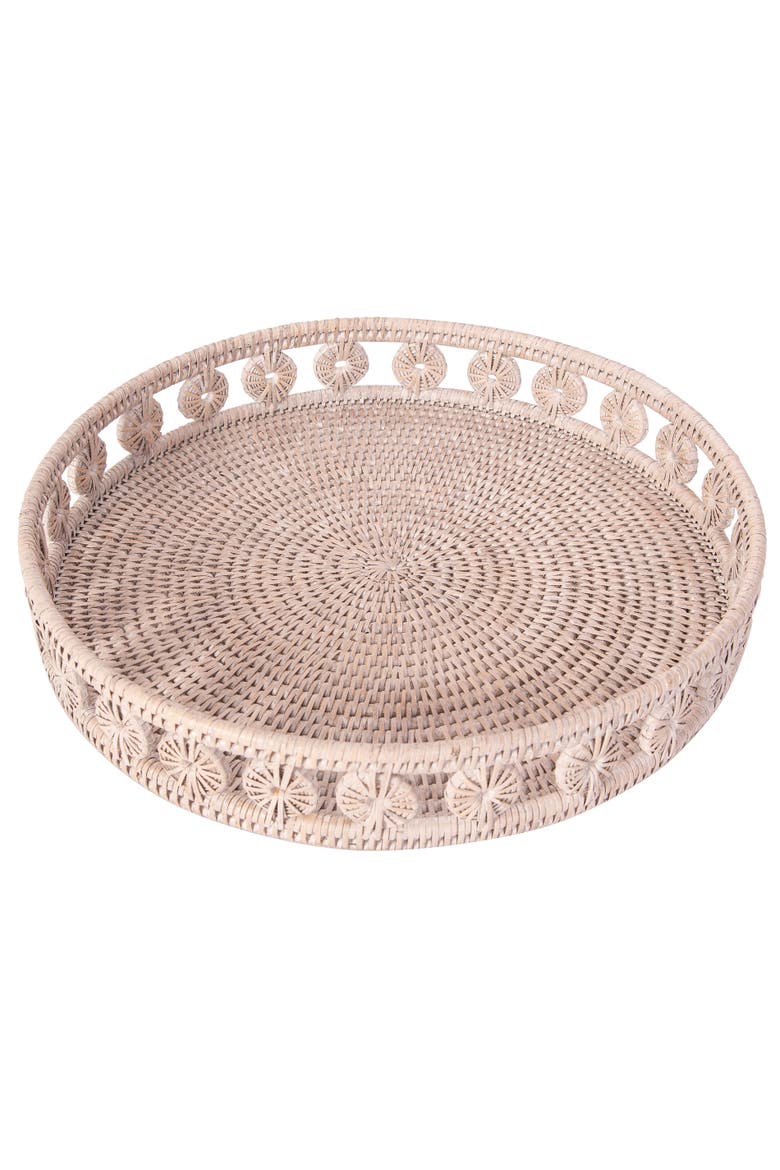 Artifacts Rattan Inna Design Round Tray, Main, color, White Wash