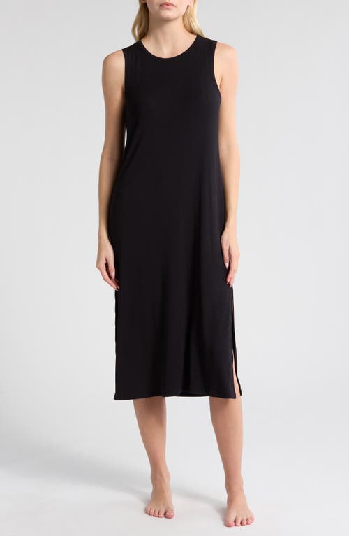 Nordstrom Moonlight Rib Tank Nightgown In Black