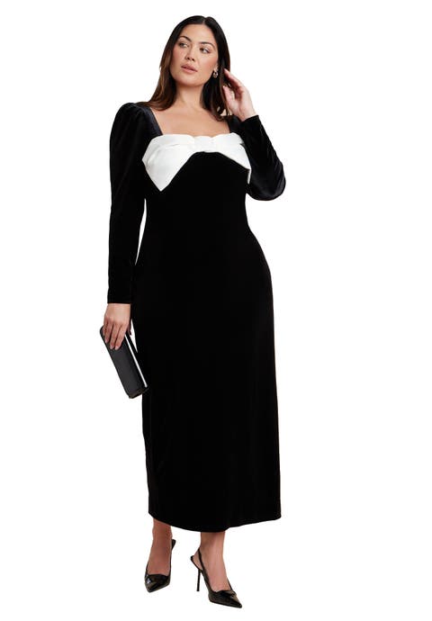 Velvet Maxi Dress With Bow (Plus)