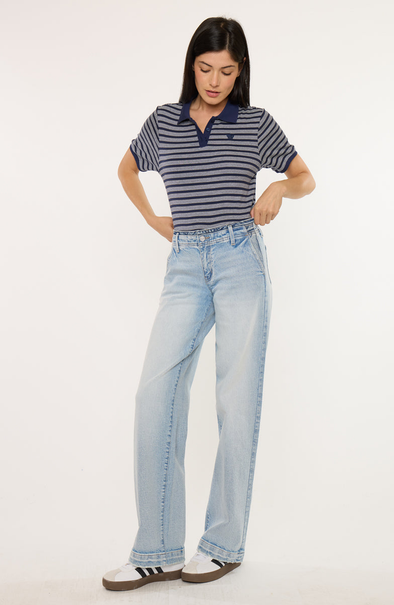 KanCan Lulu Mid Rise Wide Leg Trousers, Alternate, color, Light Wash